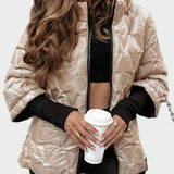 Pamukna Jakna s Kapuljačom i Dugim Rukavima s Kvadratnim Uzorkom