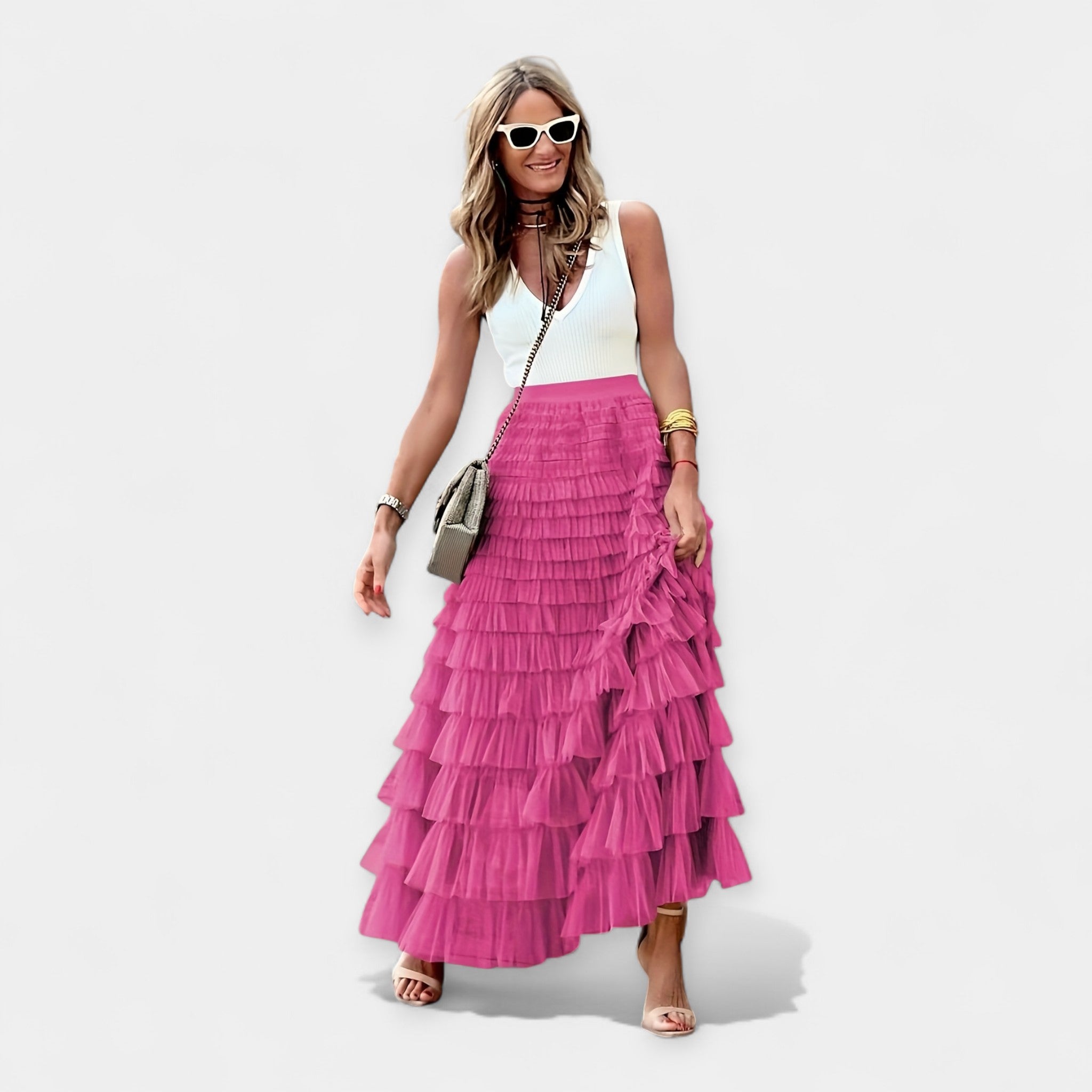 Boho Suknja s Mrežastim Rubom