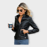 Kožna Elegantna Jakna s Modernom Linijom i Vječnim Stilom